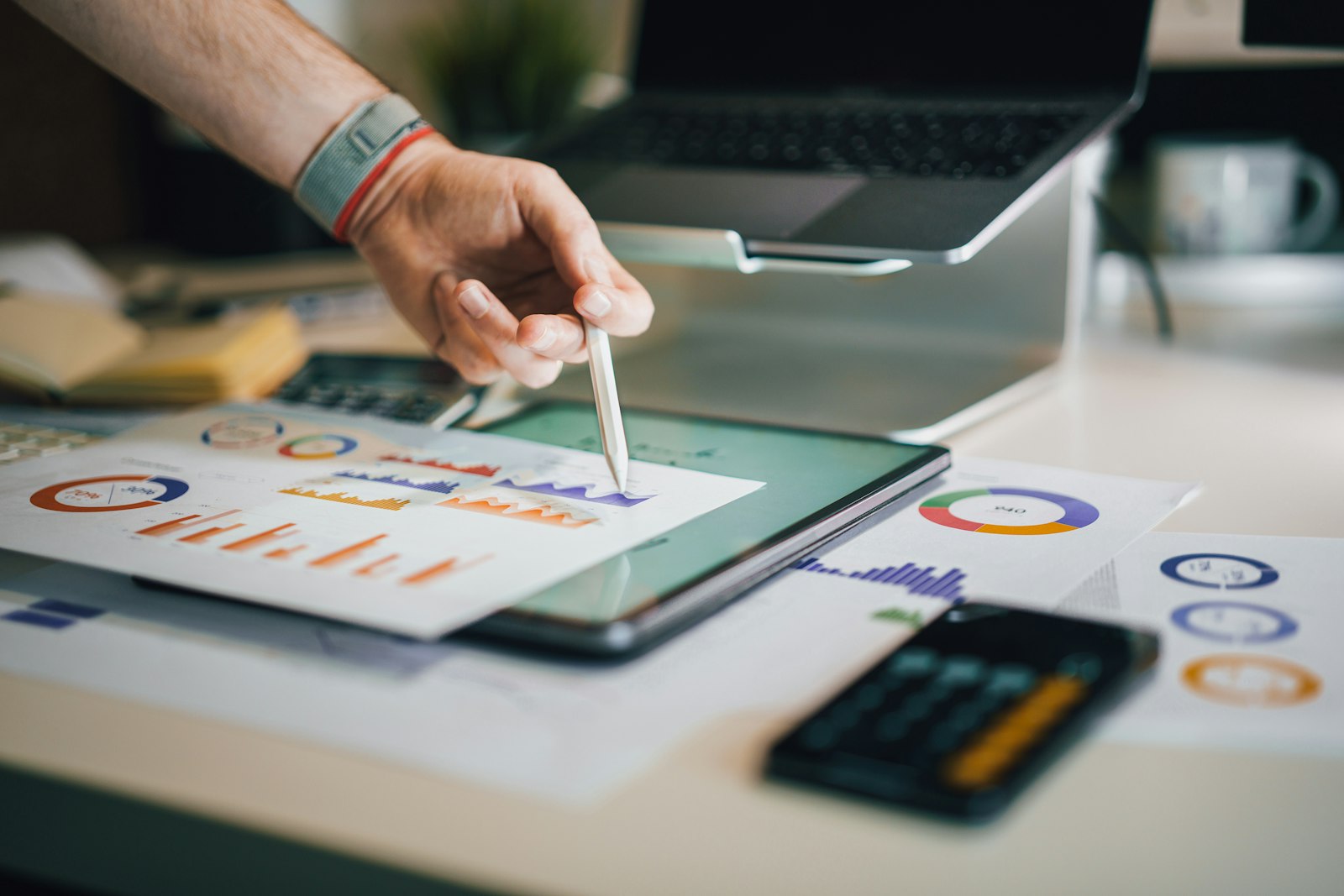 Reviewing clear financial statement charts and reports