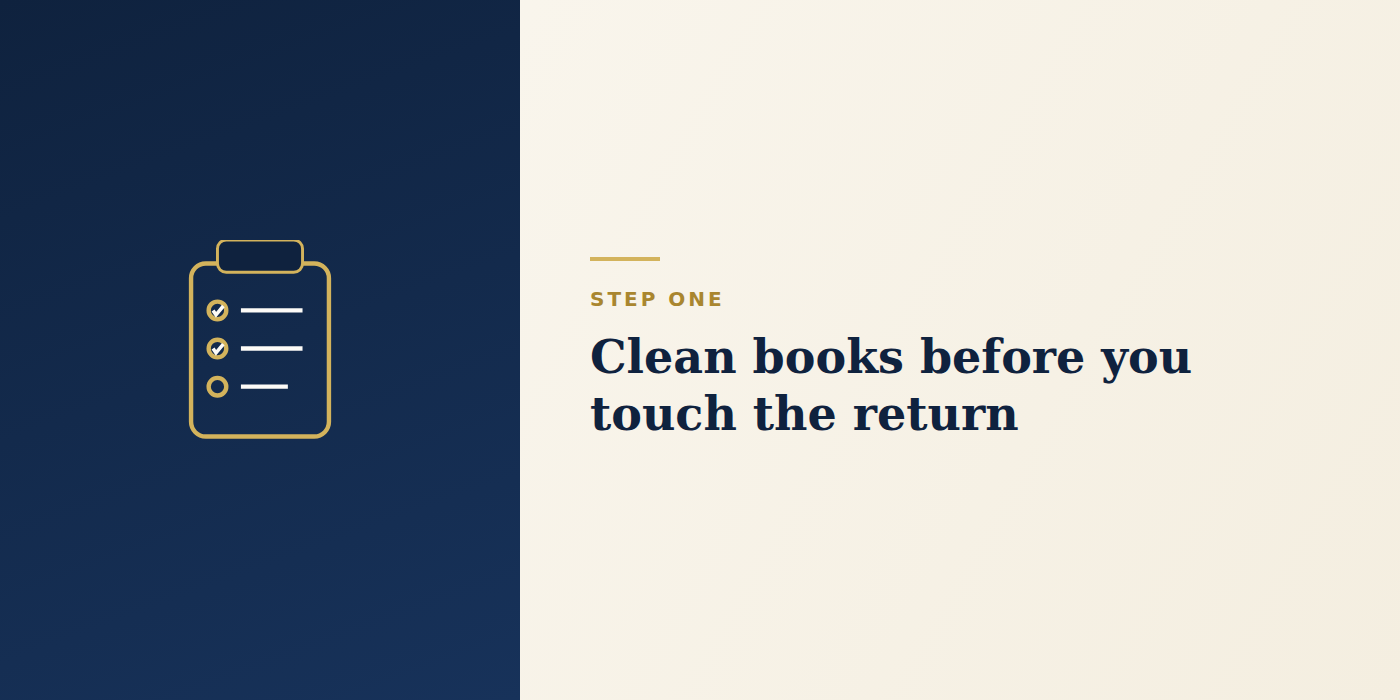 Step one: clean books before you touch the return