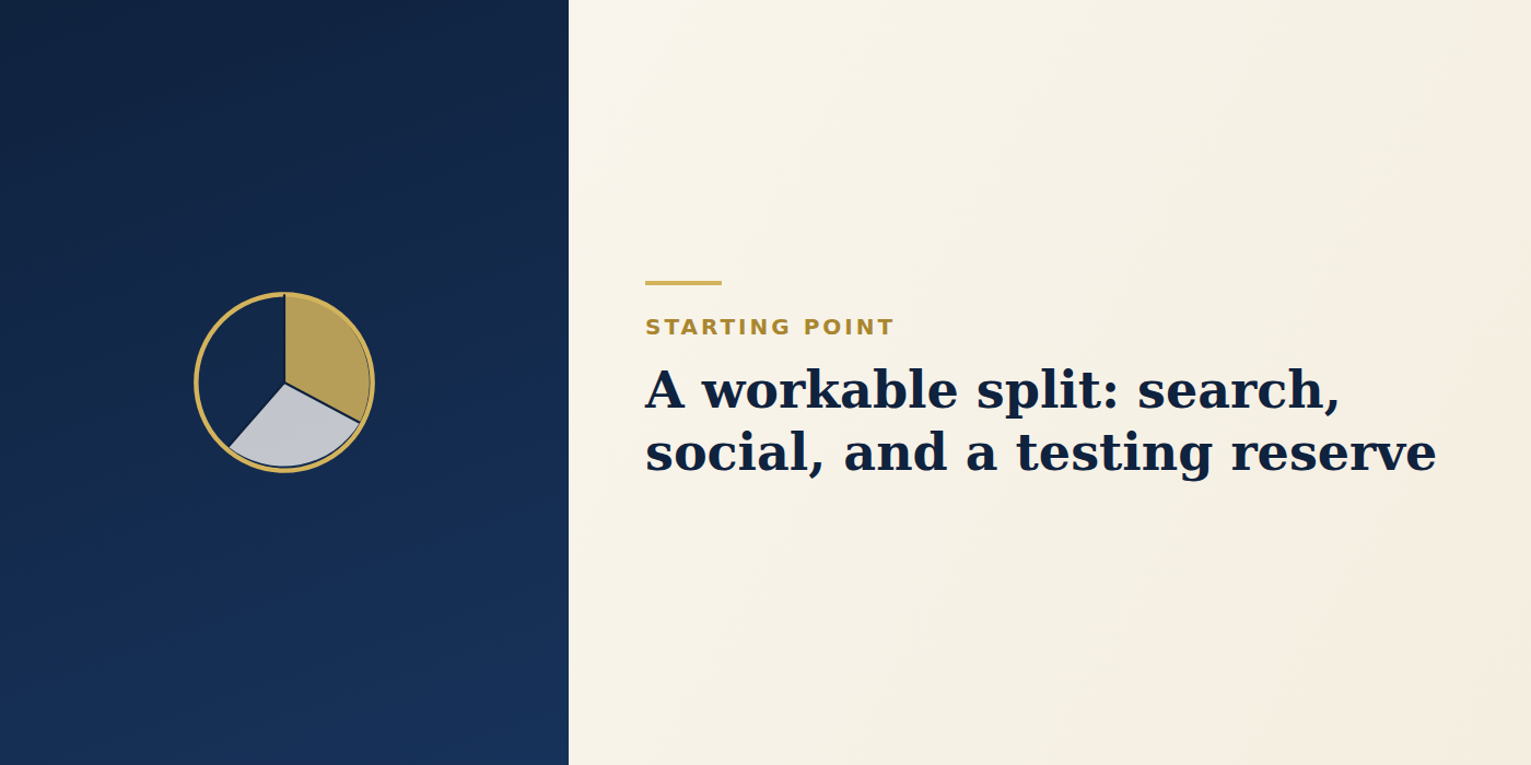 A workable ad budget split: search, social, and a testing reserve